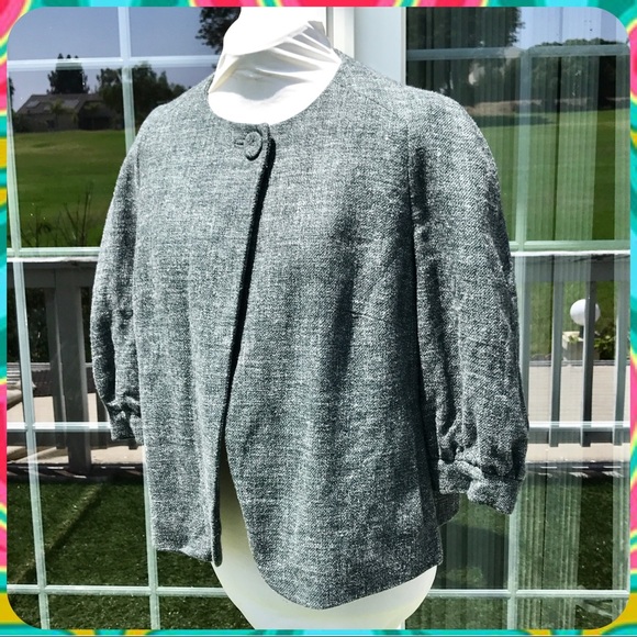 BANANA REPUBLIC Marled Gray 1-Button Wool Blend Swing Jacket Plus Size 14 / XL - Picture 3 of 8